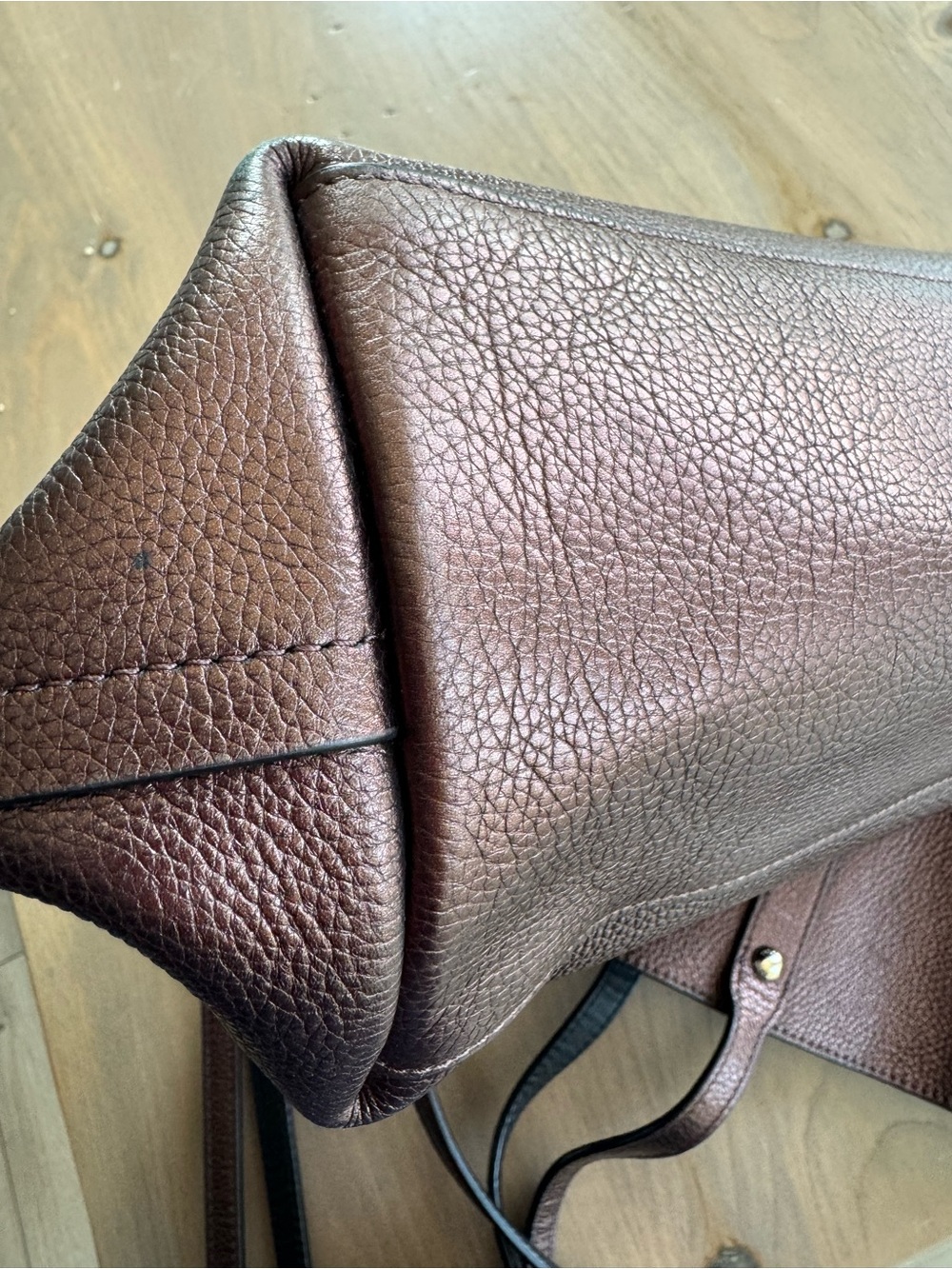 Coach Pebbled Leather Market Tote Bag in Burgundy - Picture 13 of 13